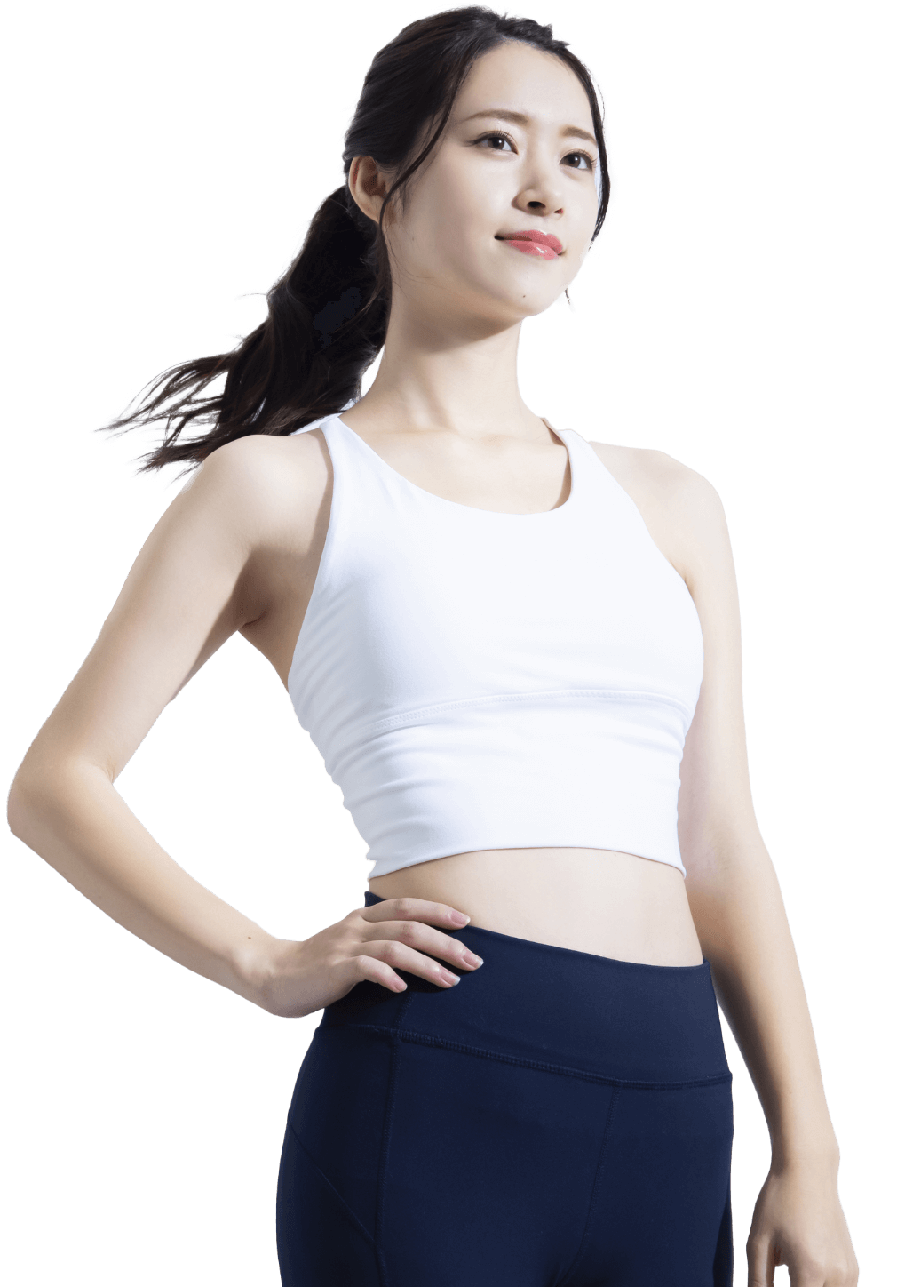 トレーニングウェアを着ているスリムな女性